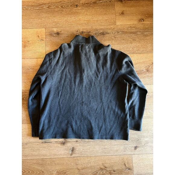 Y2K Polo Ralph Lauren Mens Gray 1/4 Zip Mock Neck Ribbed Sweater Size Large - Picture 2 of 4